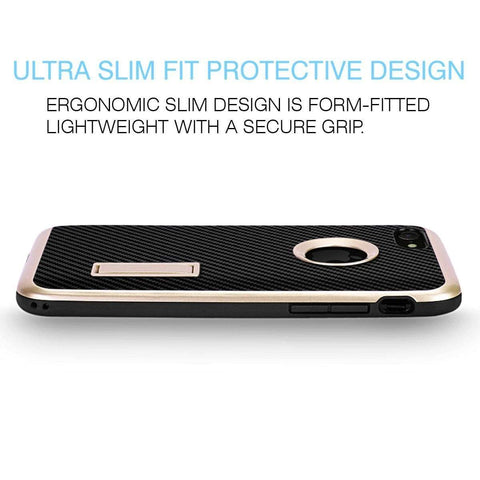 Image of iPhone 7 Cover, REALIKE™ {Imported} Schockproof Rugged Premium Style With Kick Stand Back Case For iPhone 7 (Diamond Series) (Gold) …