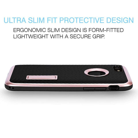 Image of iPhone 7 Cover, REALIKE™ {Imported} Schockproof Rugged Premium Style With Kick Stand Back Case For iPhone 7 (Diamond Series) (Rose Gold) …
