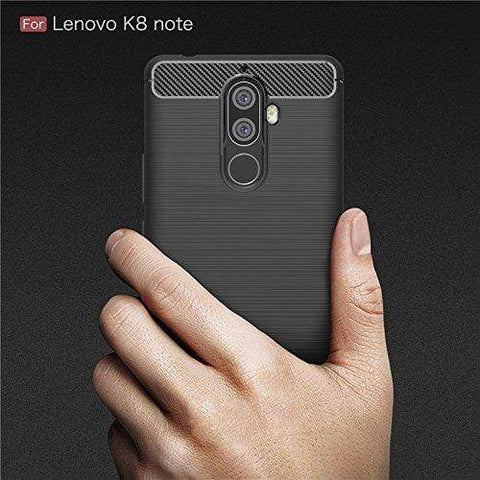 Image of Lenovo K8 Note Cover, Flexible Carbon Fiber Design Lightweight Shockproof Back Cover for Lenovo K8 Note - Metallic Black