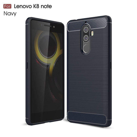Image of Lenovo K8 Note Cover, Flexible Carbon Fiber Design Lightweight Shockproof Back Cover for Lenovo K8 Note - Metallic Blue