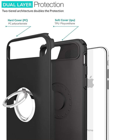 Image of REALIKE Aemotoy Protective Armor Bumper W 360 Degrees Ring Kickstand Shockproof Defender Case For iPhone 8 - iPhone 7