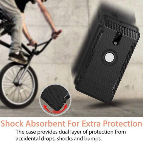 Image of Realike Aemotoy Protective Armor Bumper W 360 Degrees Shockproof Defender Case For Nokia 6 - Carbon Black