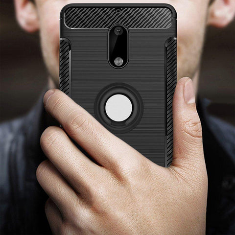 Image of Realike Aemotoy Protective Armor Bumper W 360 Degrees Shockproof Defender Case For Nokia 6 - Carbon Black