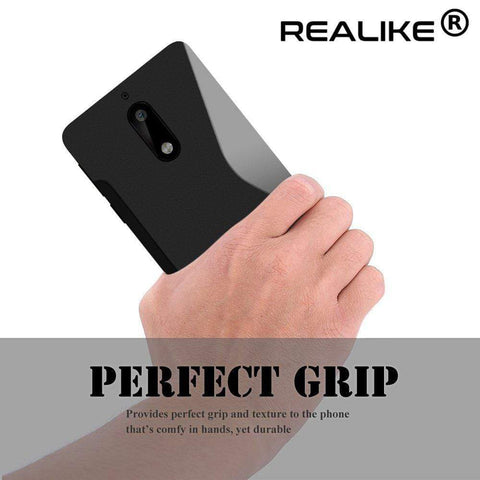 Image of REALIKE® Branded Shockproof High Quality TPU Soft Silicon Damage Protection Back Cover For Nokia 6 (2017) - Metallic Black (S LINE)