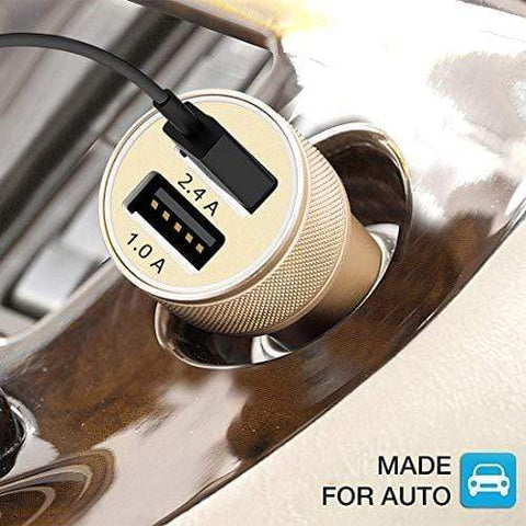 Image of REALIKE®Car Charger,USB Car Quick Charger Metal Dual Car Adapter, Compatible with iPhone Xs XS Max XR X 8 7 Plus, iPad Pro Air Mini, Galaxy S9, Nexus, LG, HTC and More (Black)