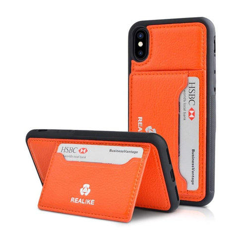 Image of REALIKE® Exclusive Design back cover shockproof case for iPhone X,magnetic stand cardholder case