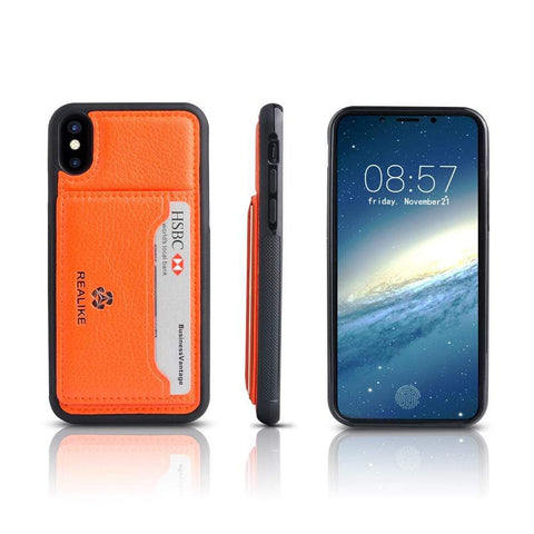 Image of REALIKE® Exclusive Design back cover shockproof case for iPhone X,magnetic stand cardholder case