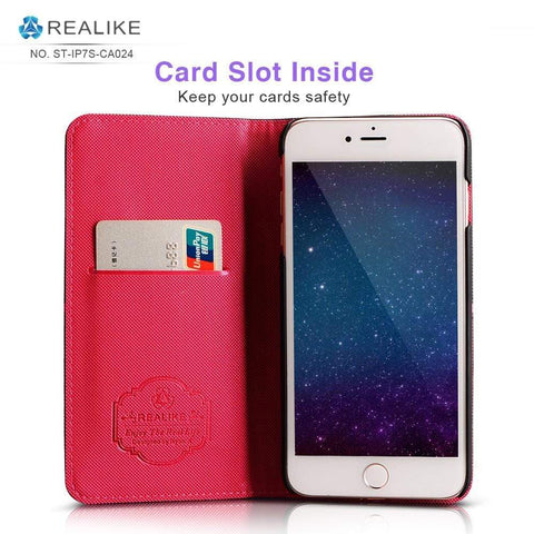 Image of REALIKE® Exclusive Design Flip cover shockproof case for iPhone 7-8, the magnetic stand cardholder case
