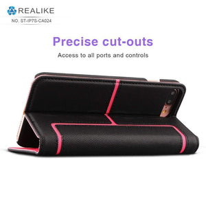 REALIKE® Exclusive Design Flip cover shockproof case for iPhone 7-8, the magnetic stand cardholder case