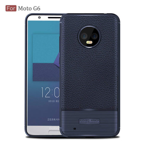 Image of REALIKE Flexible Litchi Pattern Back Cover for Moto G6-2018(Blue)