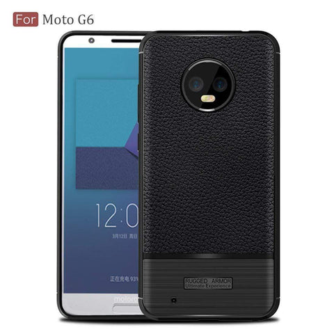 Image of REALIKE Flexible Litchi Pattern Back Cover for Moto G6-2018 for Moto G6(Black)