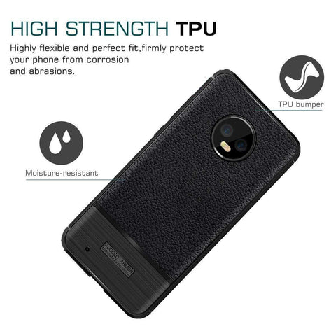 Image of REALIKE Flexible Litchi Pattern Back Cover for Moto G6-2018 for Moto G6(Black)