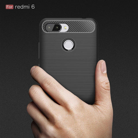 Image of REALIKE® Mi Redmi 6/ 6A Back Cover, Branded Case with Ultimate Protection from Drops, Flexible Carbon Fiber Back Cover for Mi Redmi 6/6A- 2018 {Carbon Black) (Limited Time Discounted Price)
