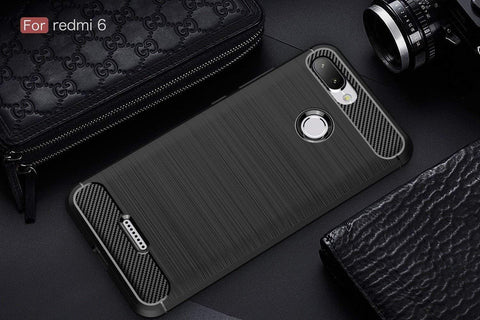Image of REALIKE® Mi Redmi 6/ 6A Back Cover, Branded Case with Ultimate Protection from Drops, Flexible Carbon Fiber Back Cover for Mi Redmi 6/6A- 2018 {Carbon Black) (Limited Time Discounted Price)