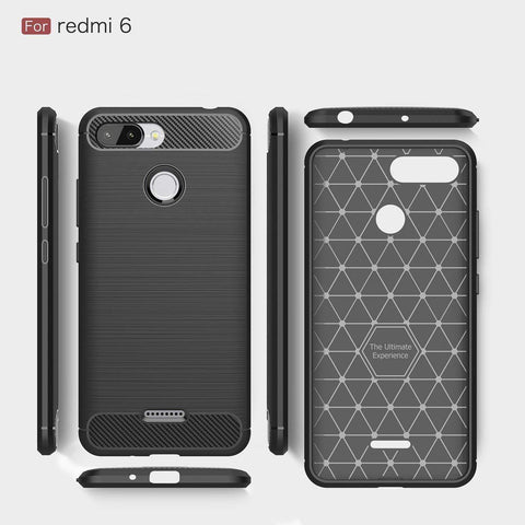 Image of REALIKE® Mi Redmi 6/ 6A Back Cover, Branded Case with Ultimate Protection from Drops, Flexible Carbon Fiber Back Cover for Mi Redmi 6/6A- 2018 {Carbon Black) (Limited Time Discounted Price)