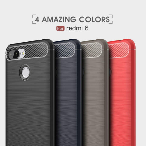 Image of REALIKE® Mi Redmi 6/6A Back Cover, Branded Case with Ultimate Protection from Drops, Flexible Carbon Fiber Back Cover for Mi Redmi 6/6A- 2018 {Carbon Blue} (Limited Time Discounted Price)
