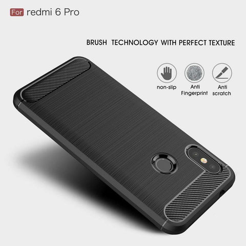 Image of REALIKE® Mi Redmi 6 Pro Back Cover, Branded Case with Ultimate Protection from Drops, Flexible Carbon Fiber Back Cover for Mi Redmi 6 Pro - 2018 {Carbon Blue} (Limited Time Discounted Price)