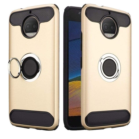 Image of REALIKE® Moto G5S Plus Cover, Aemotoy Protective Armor Bumper W 360 Degrees Ring Kickstand Shockproof Defender Case For Motorola Moto G5S Plus - Gold