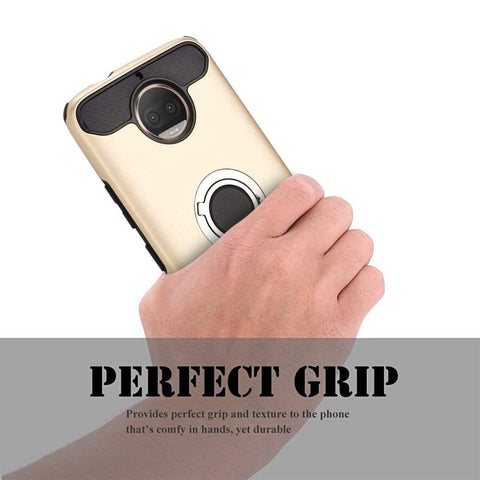 Image of REALIKE® Moto G5S Plus Cover, Aemotoy Protective Armor Bumper W 360 Degrees Ring Kickstand Shockproof Defender Case For Motorola Moto G5S Plus - Gold