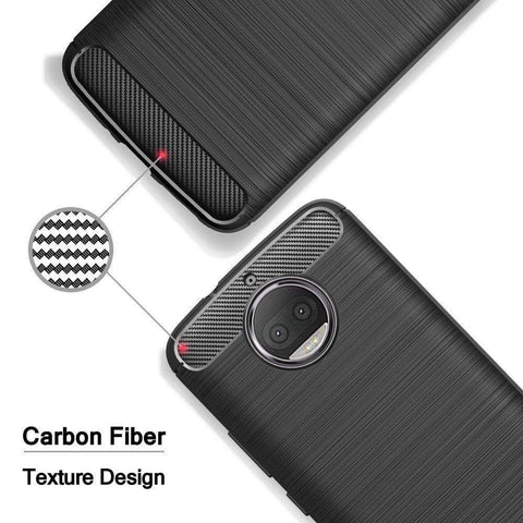 Image of REALIKE® Moto G5S Plus Cover, Flexible Carbon Fiber TPU Protective Case Cover For Motorola Moto G5S Plus - Lunar Black