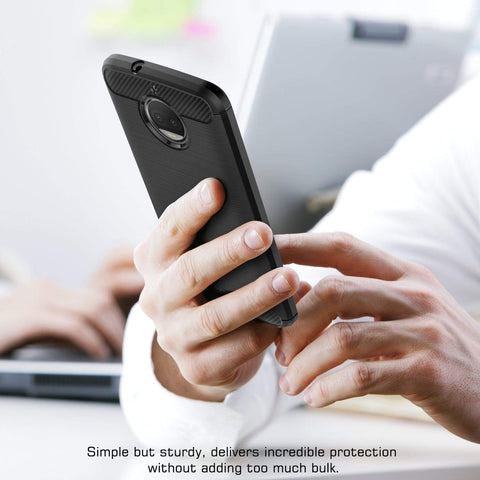 Image of REALIKE® Moto G5S Plus Cover, Flexible Carbon Fiber TPU Protective Case Cover For Motorola Moto G5S Plus - Lunar Black