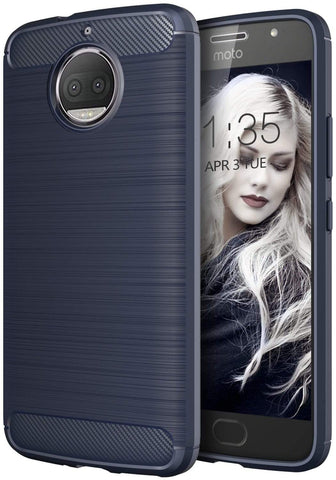 Image of REALIKE® Moto G5S Plus Cover, Flexible Carbon Fiber TPU Protective Case Cover For Motorola Moto G5S Plus - Lunar Blue