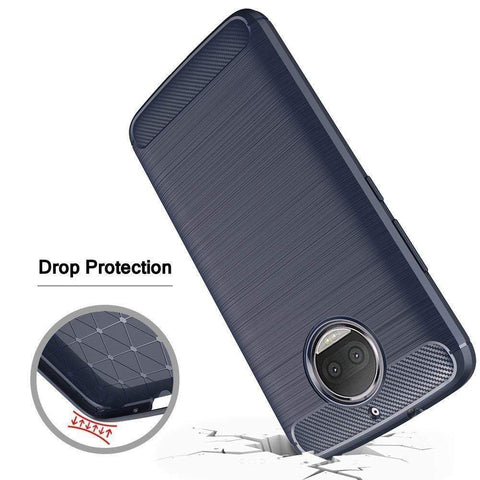 Image of REALIKE® Moto G5S Plus Cover, Flexible Carbon Fiber TPU Protective Case Cover For Motorola Moto G5S Plus - Lunar Blue