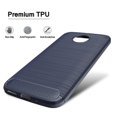 Image of REALIKE® Moto G5S Plus Cover, Flexible Carbon Fiber TPU Protective Case Cover For Motorola Moto G5S Plus - Lunar Blue