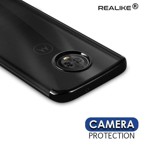 Image of REALIKE® Moto G6 Cover, Metal Electroplating Technology -Slim Ultra-Thin Full Transparent Case Soft Skin Protective Back Cover for Moto G6 (Clear-Black)