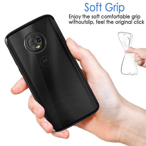 Image of REALIKE® Moto G6 Plus Cover, Metal Electroplating Technology -Slim Ultra-Thin Full Transparent Case Soft Skin Protective Back Cover for Moto G6 Plus (Clear-Black)
