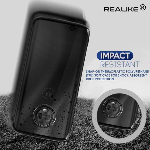 Image of REALIKE® Moto G6 Plus Cover, Metal Electroplating Technology -Slim Ultra-Thin Full Transparent Case Soft Skin Protective Back Cover for Moto G6 Plus (Clear-Black)