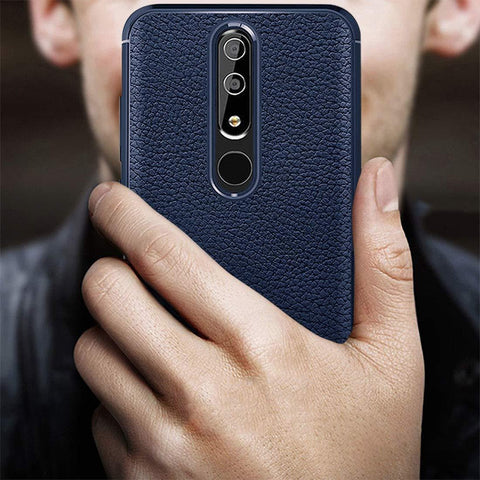 Image of REALIKE® Nokia 6.1 Plus Back Cover, Ultimate Protection from Drops, Durable, Anti Scratch, Perfect Fit Litchi Pattern Back Cover for Nokia 6.1 Plus 2018 (Litchi Blue)