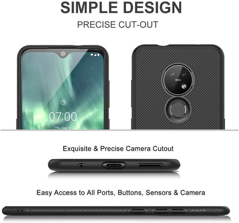 Image of REALIKE Nokia 6.2 / Nokia 7.2 Back Cover, Texture Pattern Durable, Anti Scratch Soft TPU Back Cover for Nokia 6.2/Nokia 7.2 (Texture Black)