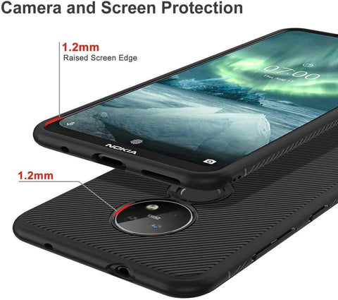 Image of REALIKE Nokia 6.2 / Nokia 7.2 Back Cover, Texture Pattern Durable, Anti Scratch Soft TPU Back Cover for Nokia 6.2/Nokia 7.2 (Texture Black)