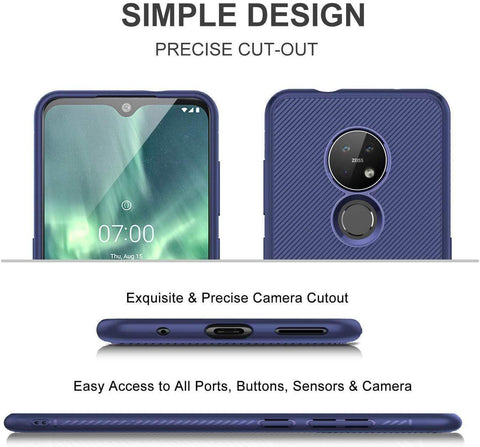 Image of REALIKE Nokia 6.2 / Nokia 7.2 Back Cover, Texture Pattern Durable, Anti Scratch Soft TPU Back Cover for Nokia 6.2/Nokia 7.2 (Texture Blue)