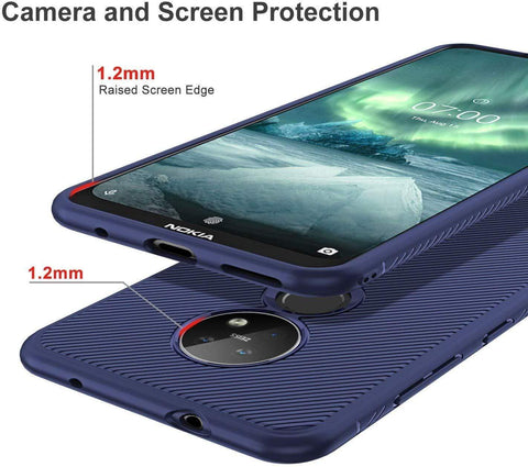 Image of REALIKE Nokia 6.2 / Nokia 7.2 Back Cover, Texture Pattern Durable, Anti Scratch Soft TPU Back Cover for Nokia 6.2/Nokia 7.2 (Texture Blue)