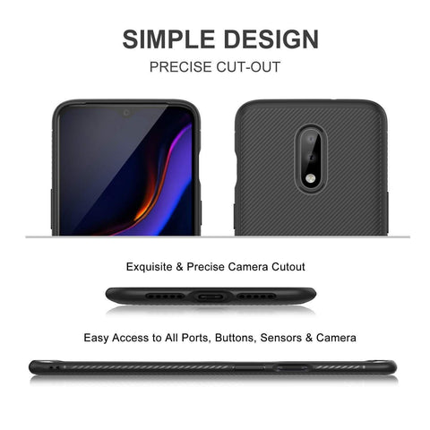 Image of REALIKE OnePlus 7 Back Cover, Beetle Series Shockproof Line Texture Case for Oneplus 7 (Aramid Black)