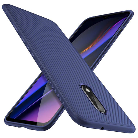 Image of REALIKE OnePlus 7 Back Cover, Beetle Series Shockproof Line Texture Case for Oneplus 7 (Aramid Blue)