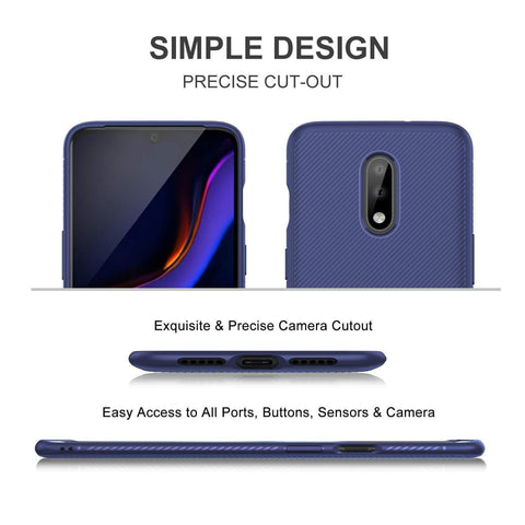 Image of REALIKE OnePlus 7 Back Cover, Beetle Series Shockproof Line Texture Case for Oneplus 7 (Aramid Blue)