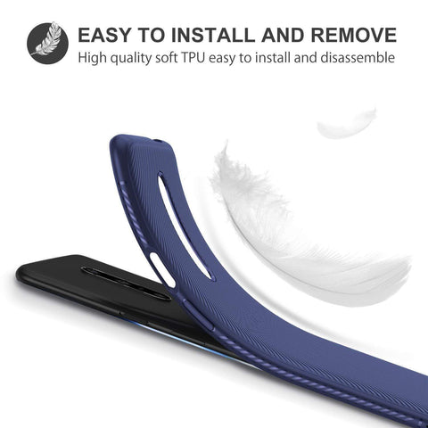 Image of REALIKE OnePlus 7 Back Cover, Beetle Series Shockproof Line Texture Case for Oneplus 7 (Aramid Blue)