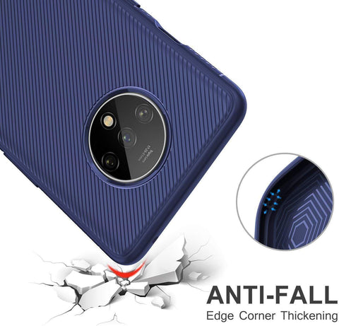 Image of REALIKE OnePlus 7T Back Cover, Carbon Fiber Shockproof Case for Oneplus 7T (Texture Blue)