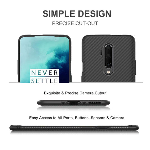 Image of REALIKE OnePlus 7T Pro Back Cover, Carbon Fiber Shockproof Case for Oneplus 7T Pro (Texture Black)