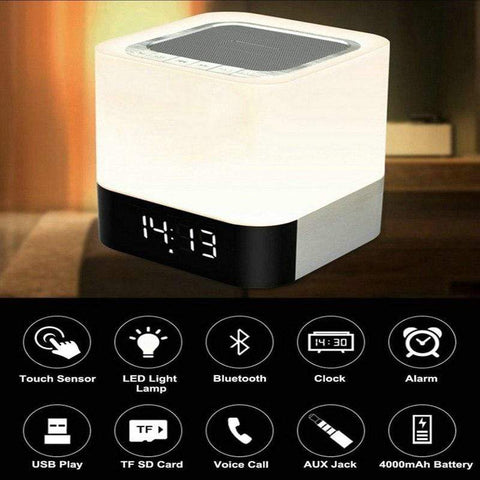 Image of REALIKE Portable Wireless Bluetooth Speaker With Touch Sensor Led Lamp Light Alarm Clock TF Card AUX MP3 Player Hands-free Loudspeakers