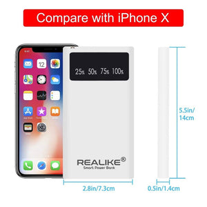 REALIKE® PowerCore Polymer Battery 10000 mAh, One of the Smallest and Lightest Power Bank, Ultra-Compact, High-speed Charging Technology With Digital Display