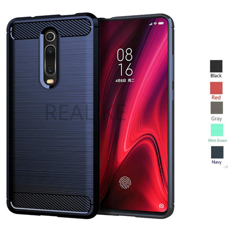 Image of REALIKE Redmi K20 Pro Back Cover, Flexible Carbon Fiber Full Shockproof Back Case for Redmi K20 Pro (Carbon Blue)