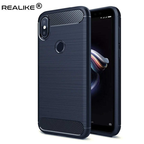 Image of REALIKE® Redmi Note 5 Pro Back Cover, Branded Case With Ultimate Protection From Drops, Flexible Carbon Fiber Back Cover For Xiaomi Redmi Note 5 Pro-2018