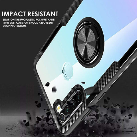 Image of REALIKE Redmi Note 8 Back Cover, Transparent Anti Scratch with Metallic 360 Ring Back Case for Redmi Note 8 (Clear/Black)