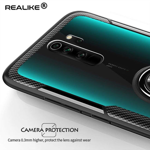 Image of REALIKE Redmi Note 8 Pro Back Cover, Transparent Anti Scratch with Metallic 360 Ring Back Case for Redmi Note 8 Pro (Clear/Black)