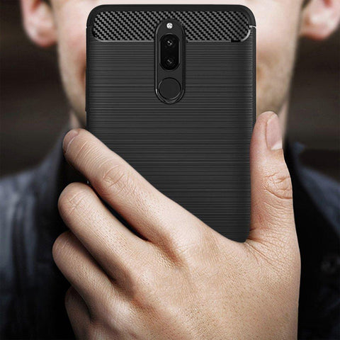 Image of REALIKE® Honor 9i Back Cover, Flexible Carbon Fibre Design Light Weight Shockproof Back Cover For HUAWEI Honor 9i - Metallic Black
