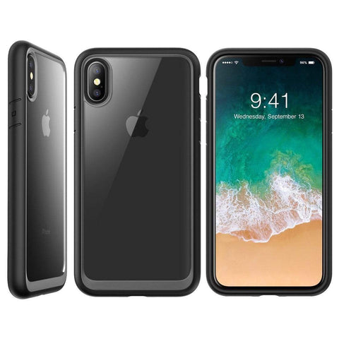 Image of REALIKE® iPhone X Back Cover, Beetle Series Premium Hybrid Protective Frost Clear Case for Apple iPhone X (BLACK)